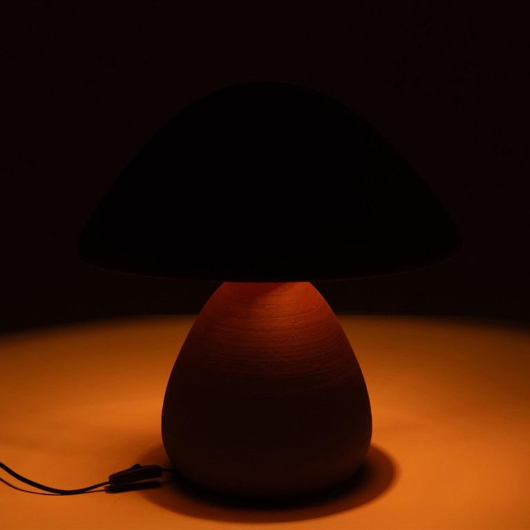 Pottery Table Lamp - Brown - Ceramic