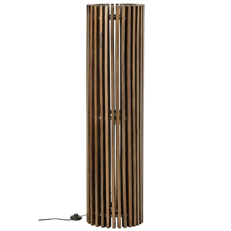 Ribbed Floor Lamp - Dark Brown - Mango Wood