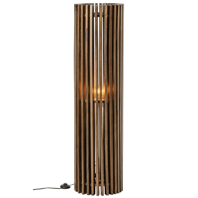 Ribbed Floor Lamp - Dark Brown - Mango Wood