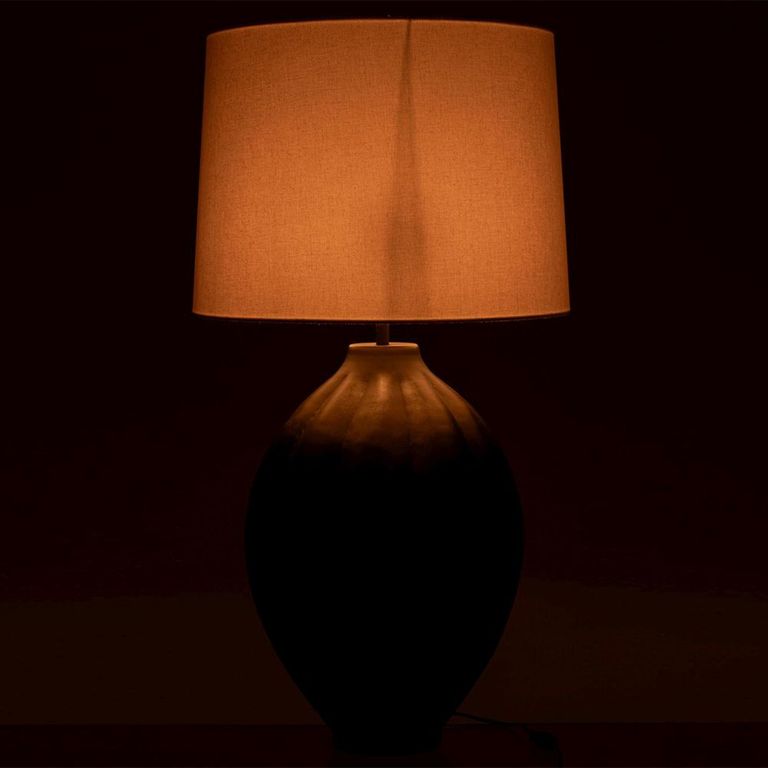 Ribbed Table Lamp - Beige and Brown - Aluminium