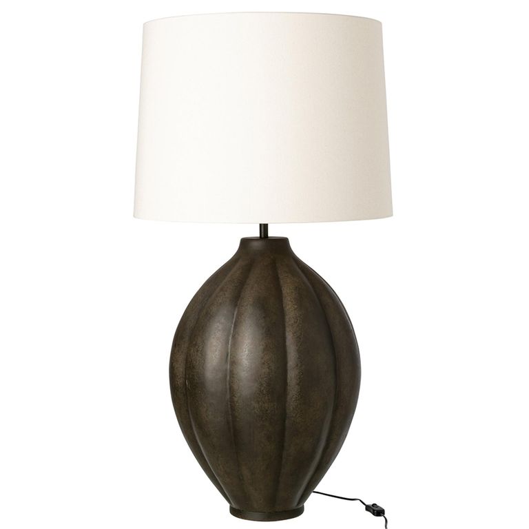 Ribbed Table Lamp - Beige and Brown - Aluminium