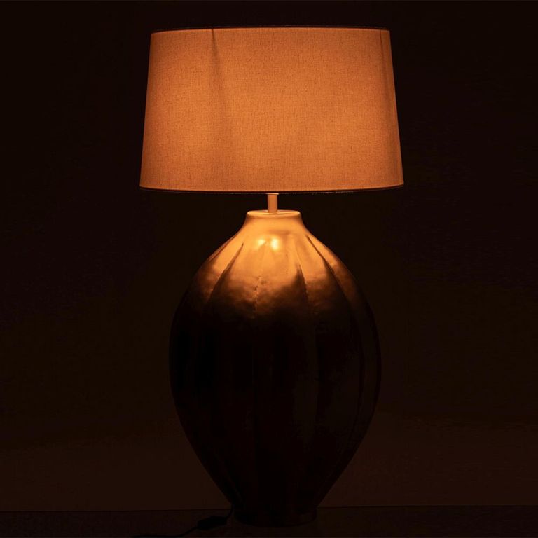 Ribbed Table Lamp - Beige and Gold - Aluminium