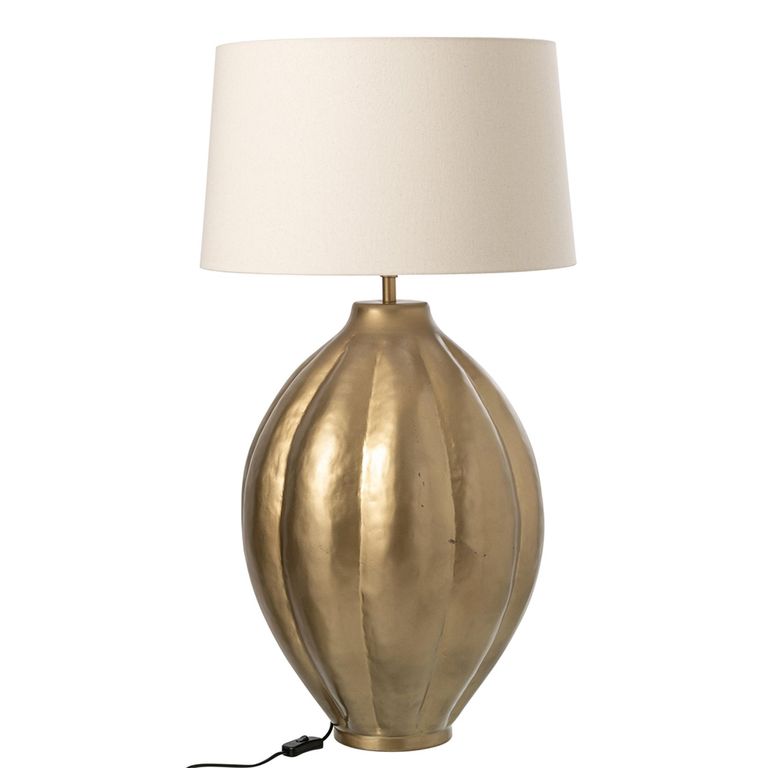Ribbed Table Lamp - Beige and Gold - Aluminium