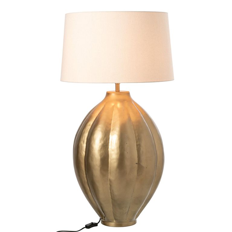 Ribbed Table Lamp - Beige and Gold - Aluminium