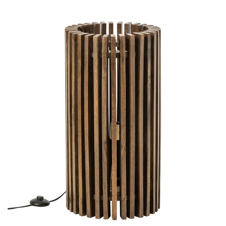 Ribbed Table Lamp - Dark Brown - Mango Wood