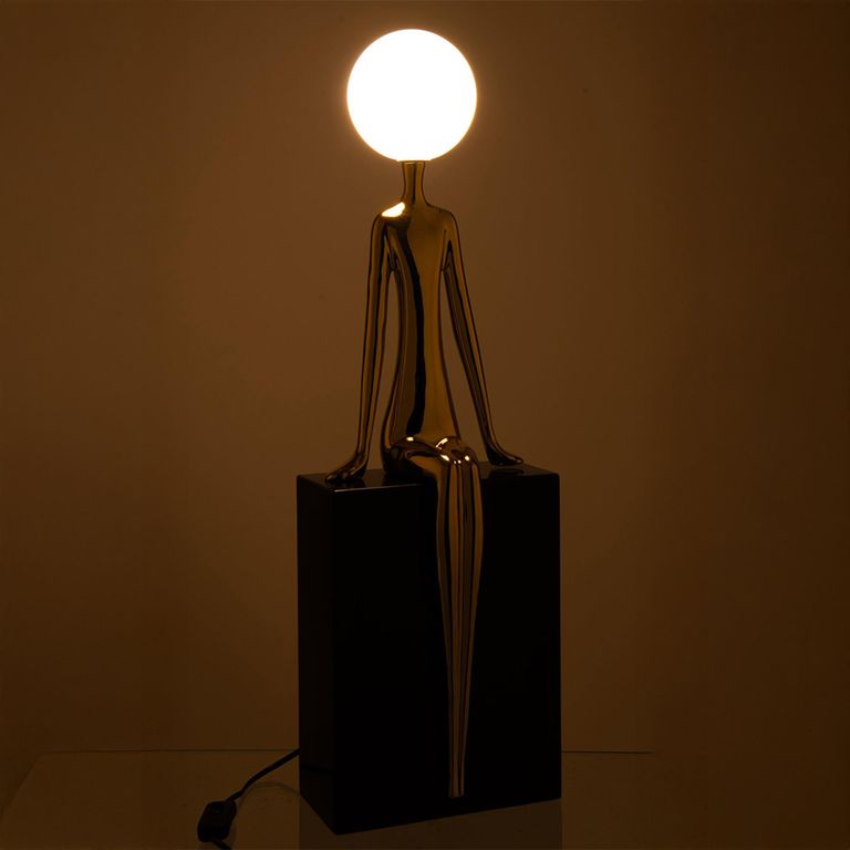 Seated Silhouette Table Lamp - Gold and Black - Metal