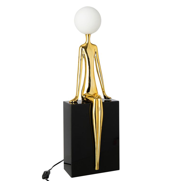 Seated Silhouette Table Lamp - Gold and Black - Metal