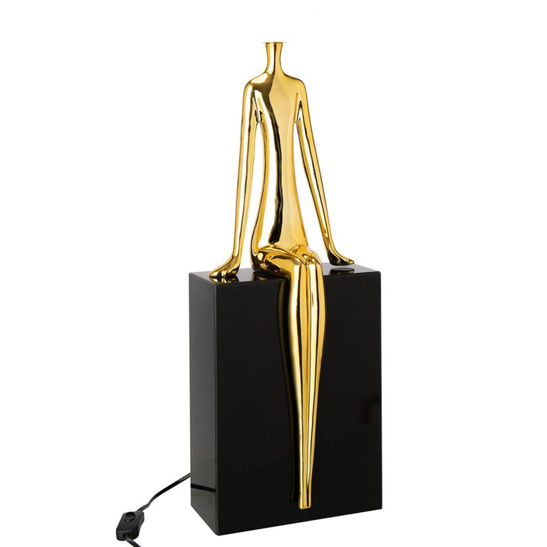 Seated Silhouette Table Lamp - Gold and Black - Metal