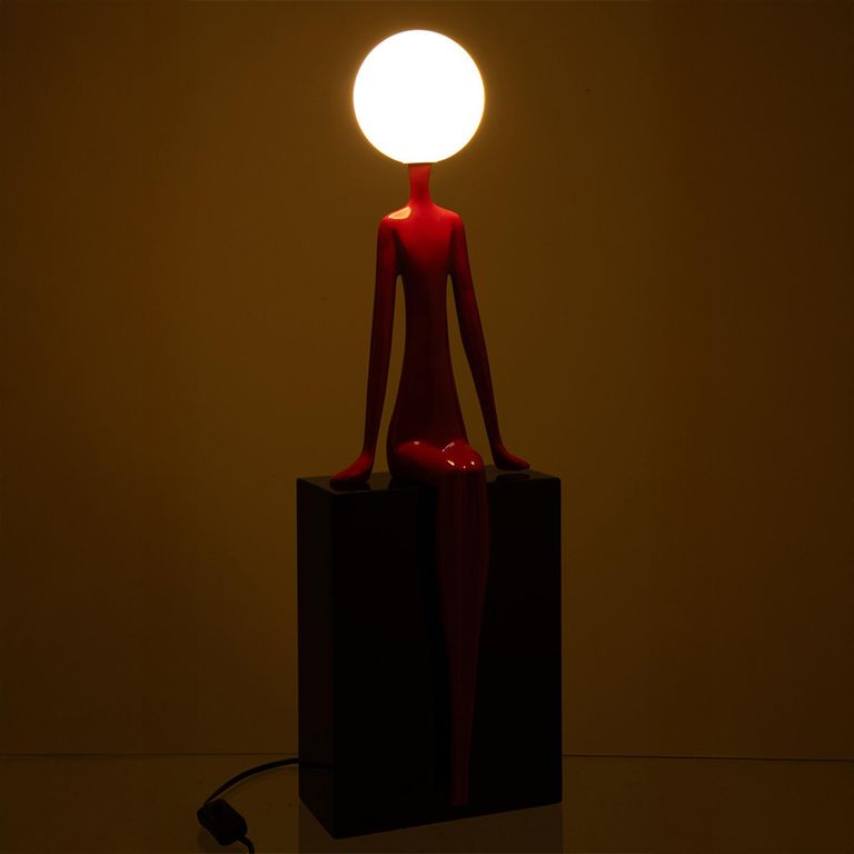 Seated Silhouette Table Lamp - Red and Black - Metal