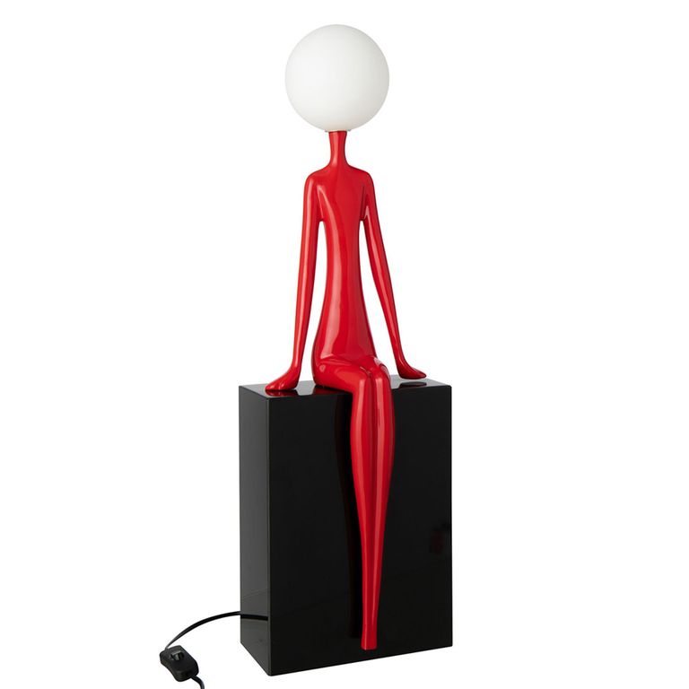 Seated Silhouette Table Lamp - Red and Black - Metal