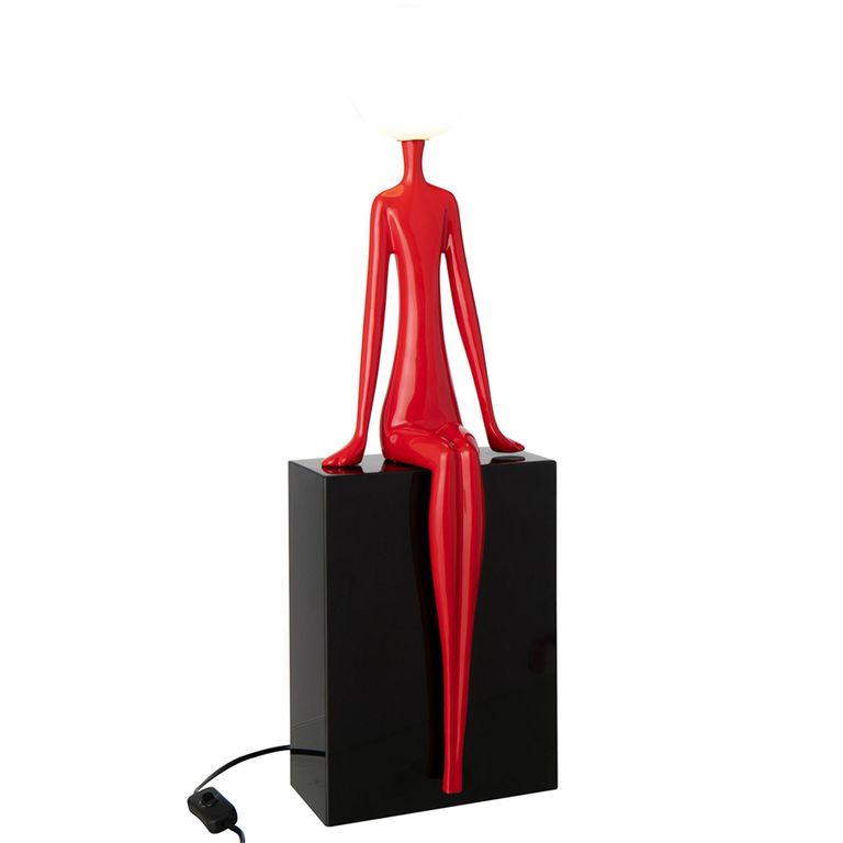 Seated Silhouette Table Lamp - Red and Black - Metal