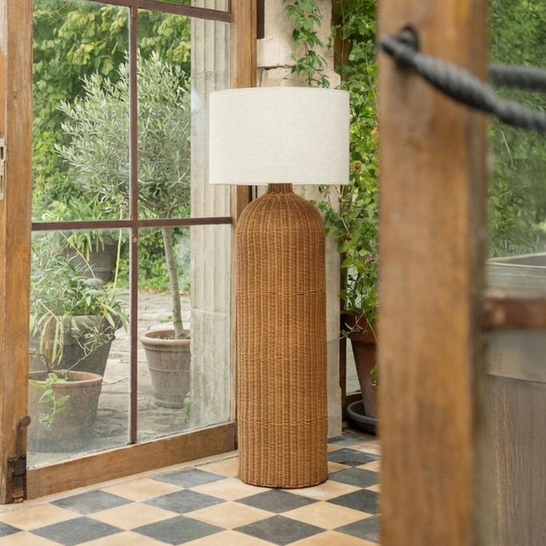 Cylinder Floor Lamp - Natural - Ecru and Metal