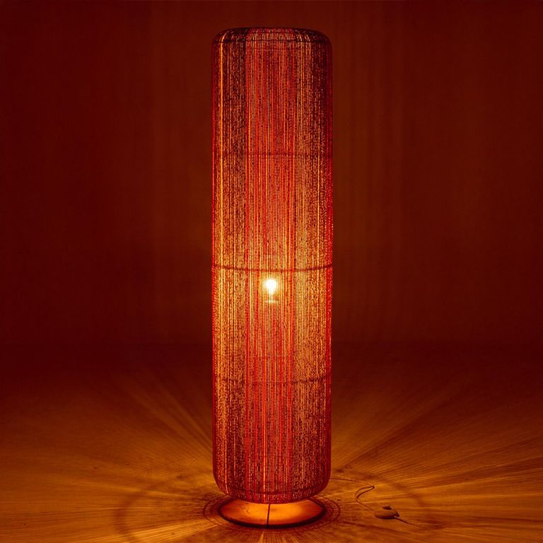 Cylinder Floor Lamp - Orange and Natural - Rope and Metal
