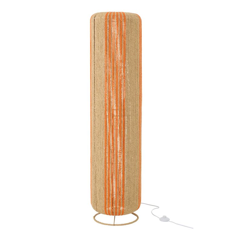Cylinder Floor Lamp - Orange and Natural - Rope and Metal