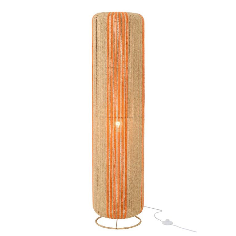 Cylinder Floor Lamp - Orange and Natural - Rope and Metal