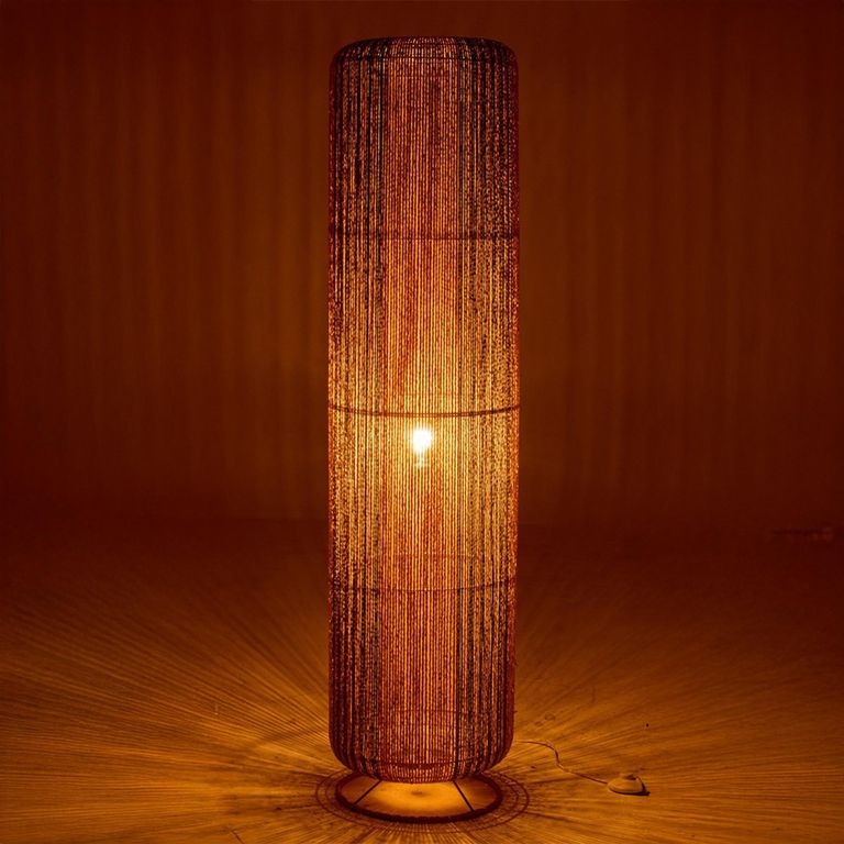 Cylinder Floor Lamp - Turquoise and Natural - Rope and Metal