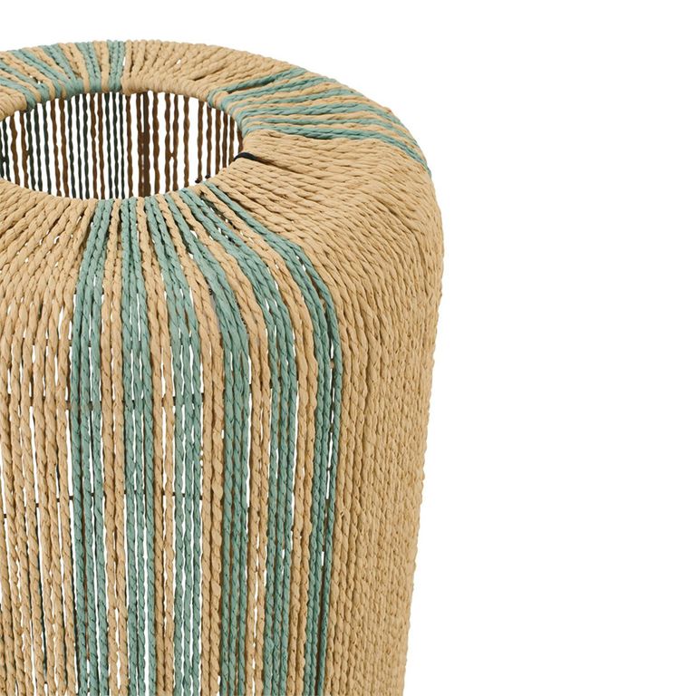 Cylinder Floor Lamp - Turquoise and Natural - Rope and Metal