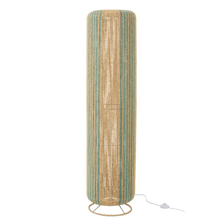 Cylinder Floor Lamp - Turquoise and Natural - Rope and Metal