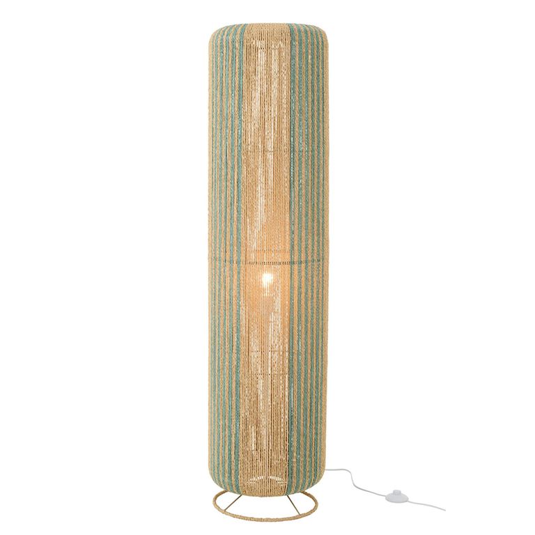 Cylinder Floor Lamp - Turquoise and Natural - Rope and Metal