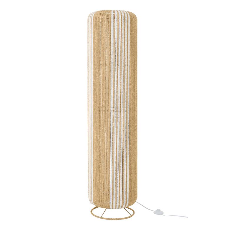 Cylinder Floor Lamp - White and Natural - Rope and Metal