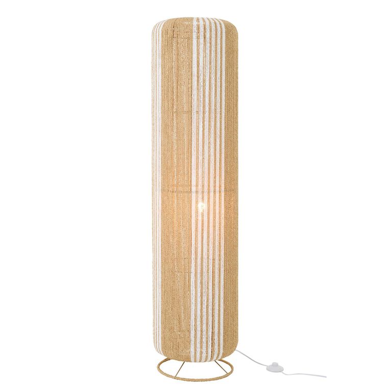 Cylinder Floor Lamp - White and Natural - Rope and Metal