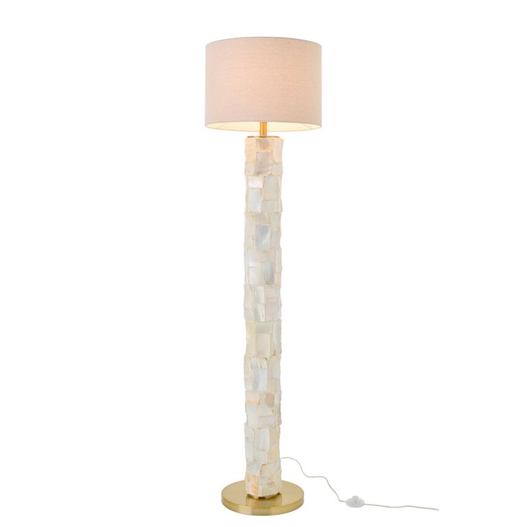 Pearl Effect Floor Lamp - Off White and Light Beige - Shell