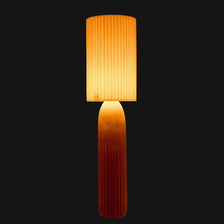 Ruth Fluted Floor Lamp - Camel - Ceramic