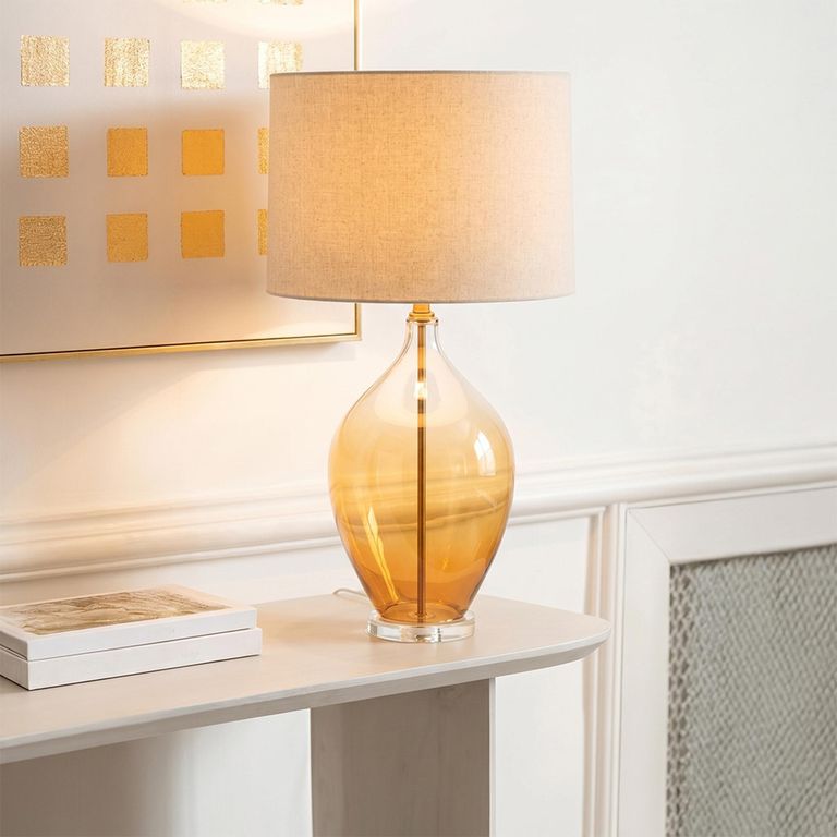 Amber Table Lamp - Brown - Glass