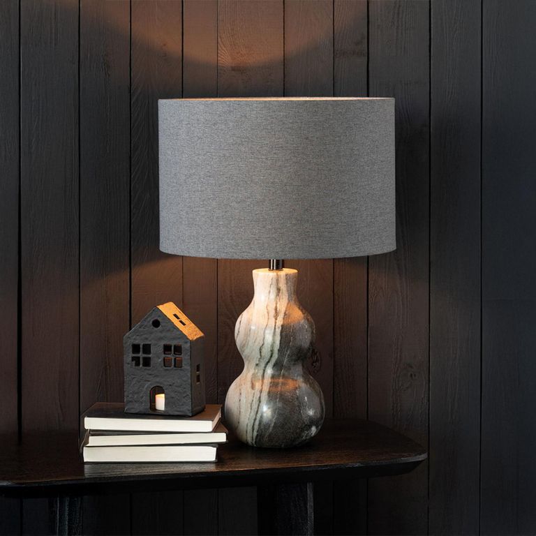 Table Lamp - Black and Light Grey - Marble