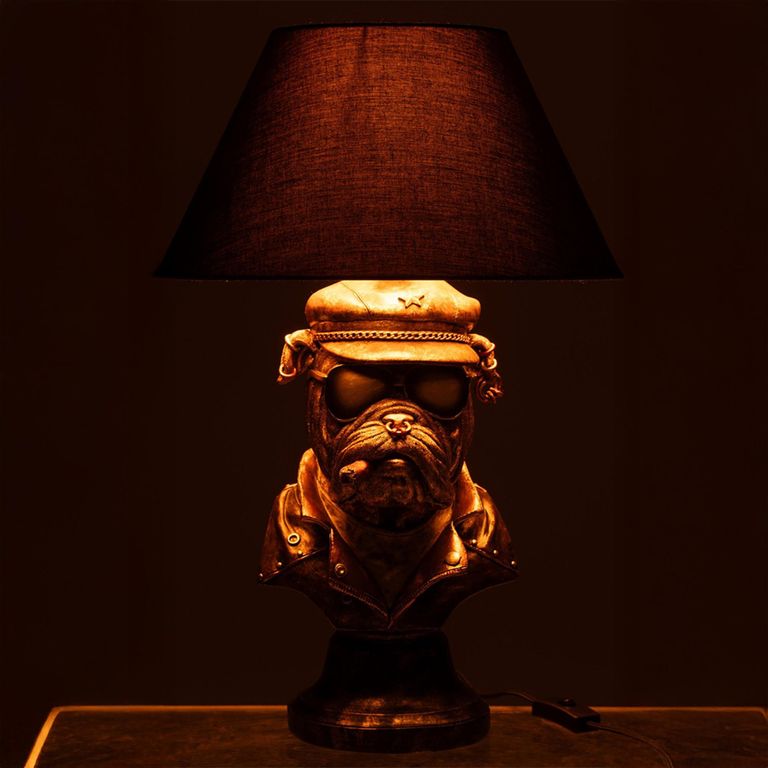 Bulldog Table Lamp - Antique Brown - Polyresin