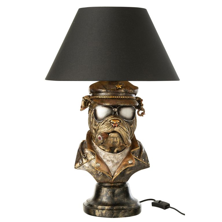 Bulldog Table Lamp - Antique Brown - Polyresin