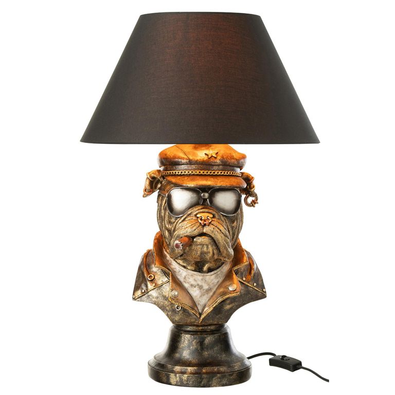 Bulldog Table Lamp - Antique Brown - Polyresin