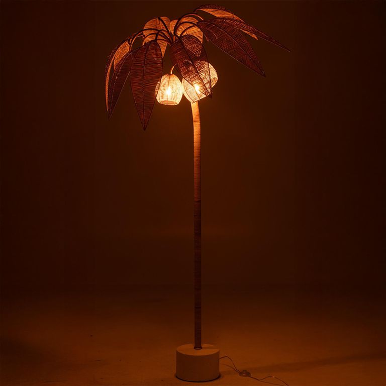 Coconut Tree Floor Lamp - Large - Natural - Cane Webbing and Metal