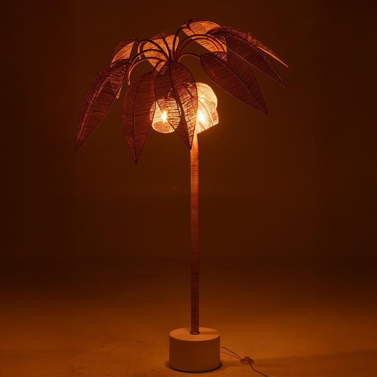 Coconut Tree Floor Lamp - Small - Natural - Cane Webbing and Metal