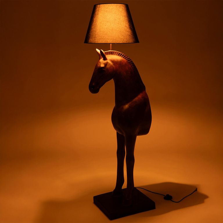 Horse Front Floor Lamp - Dark Brown - Polyresin