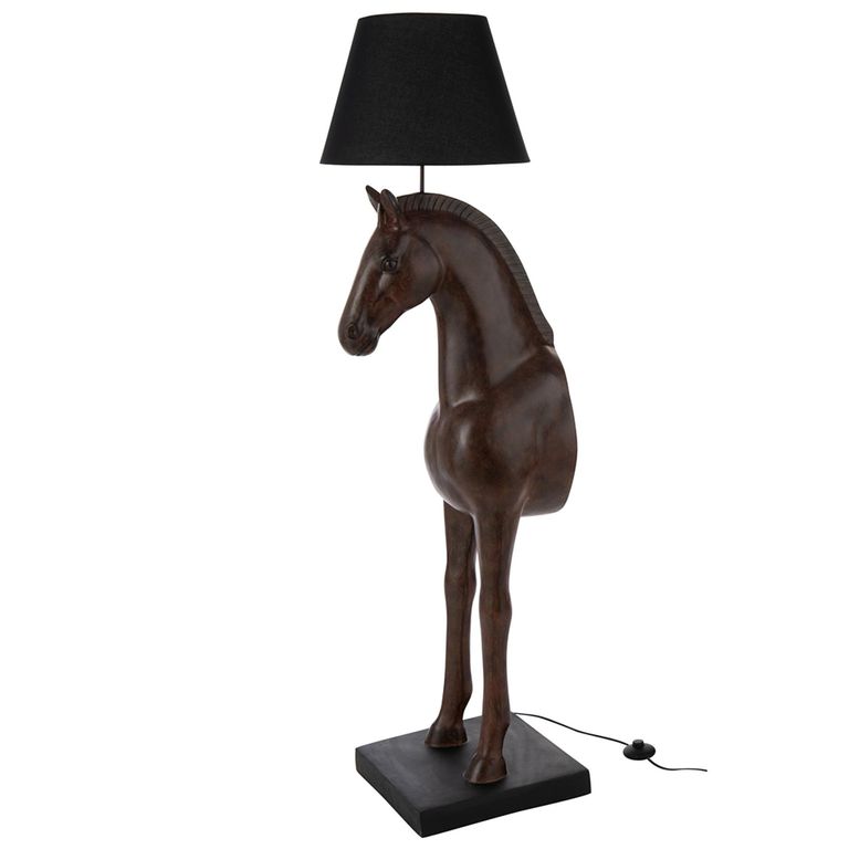 Horse Front Floor Lamp - Dark Brown - Polyresin