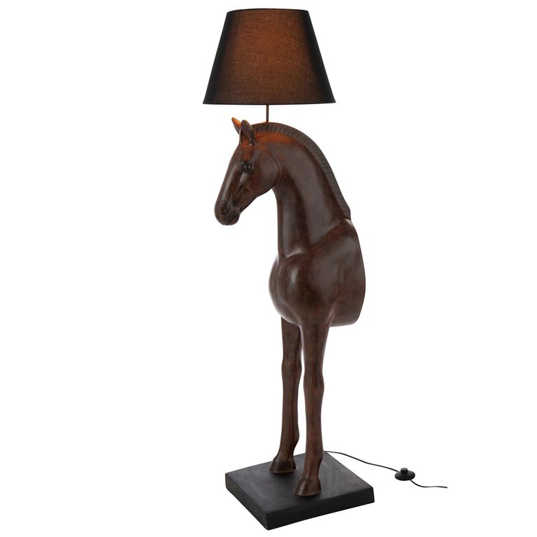 Horse Front Floor Lamp - Dark Brown - Polyresin