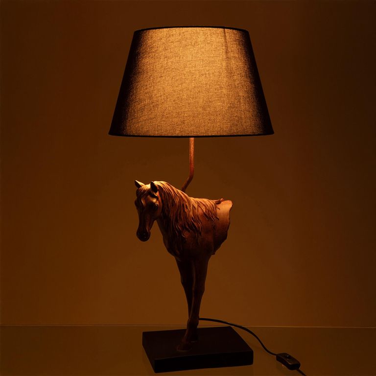 Horse Front Table Lamp - Dark Brown - Polyresin