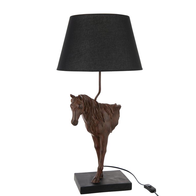 Horse Front Table Lamp - Dark Brown - Polyresin