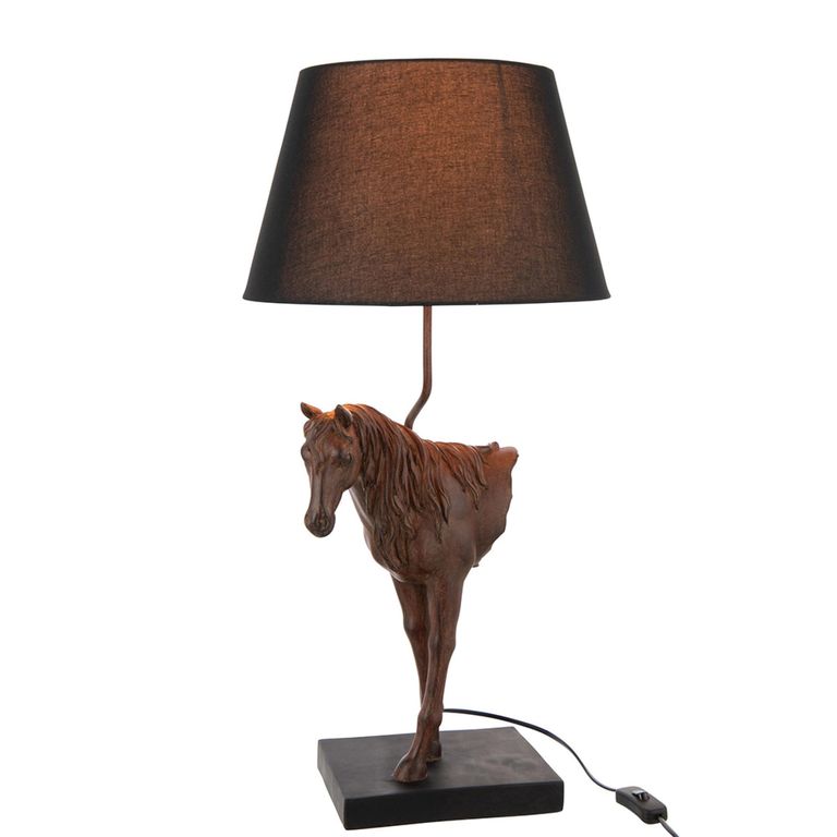 Horse Front Table Lamp - Dark Brown - Polyresin