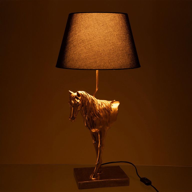 Horse Front Table Lamp - Gold and Black - Polyresin