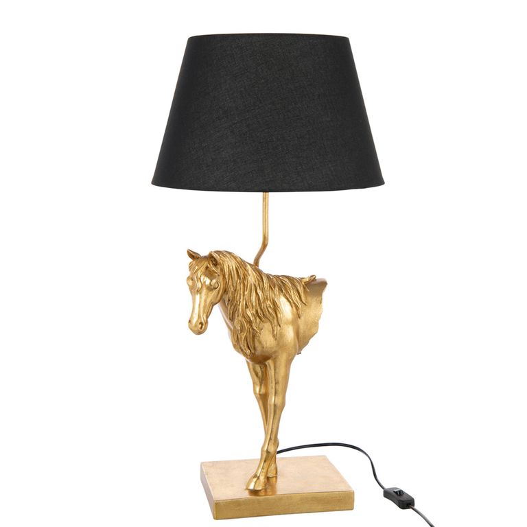 Horse Front Table Lamp - Gold and Black - Polyresin
