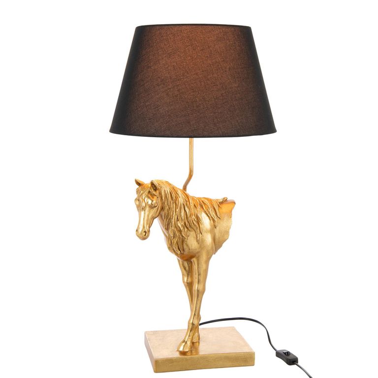 Horse Front Table Lamp - Gold and Black - Polyresin