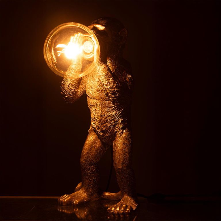 Monkey Table Lamp - Gold - Polyresin