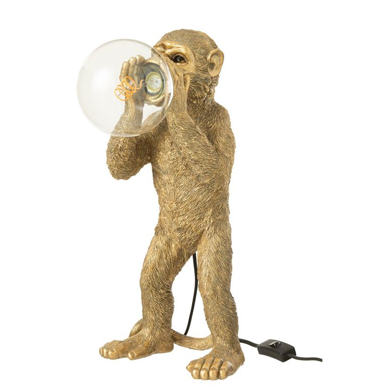 Monkey Table Lamp - Gold - Polyresin