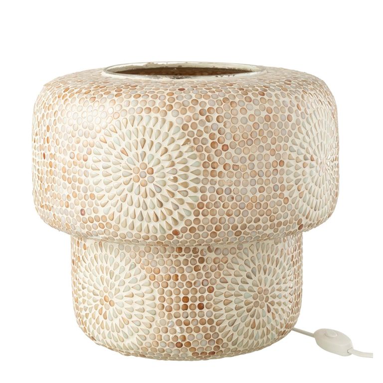 Mosaic Table Lamp - Beige and White - Glass