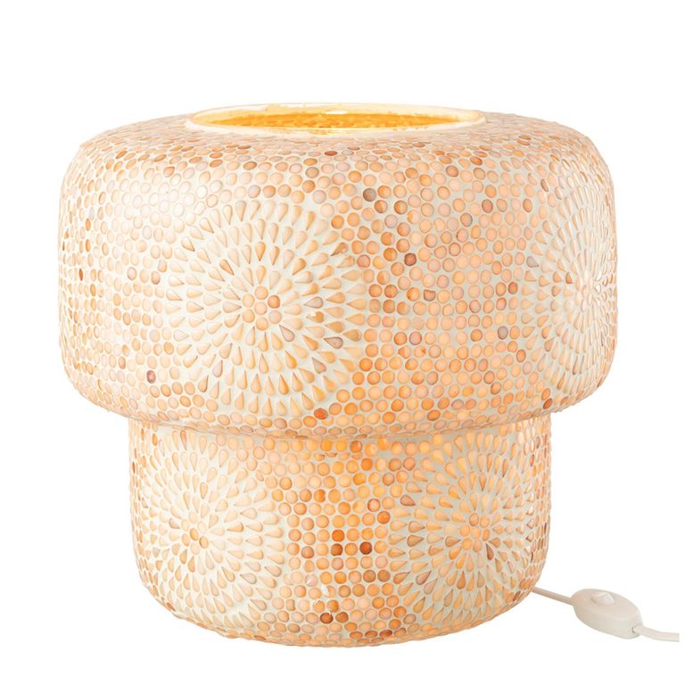 Mosaic Table Lamp - Beige and White - Glass