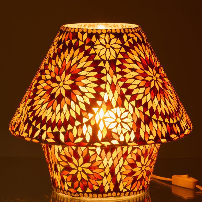 Mosaic Table Lamp - Brown and Dark Orange - Glass