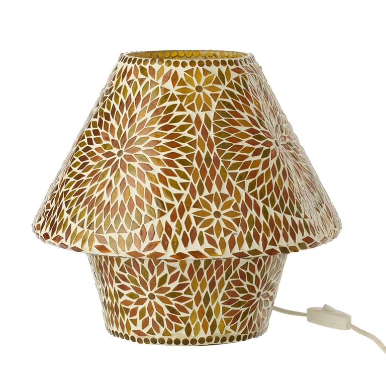 Mosaic Table Lamp - Brown and Dark Orange - Glass