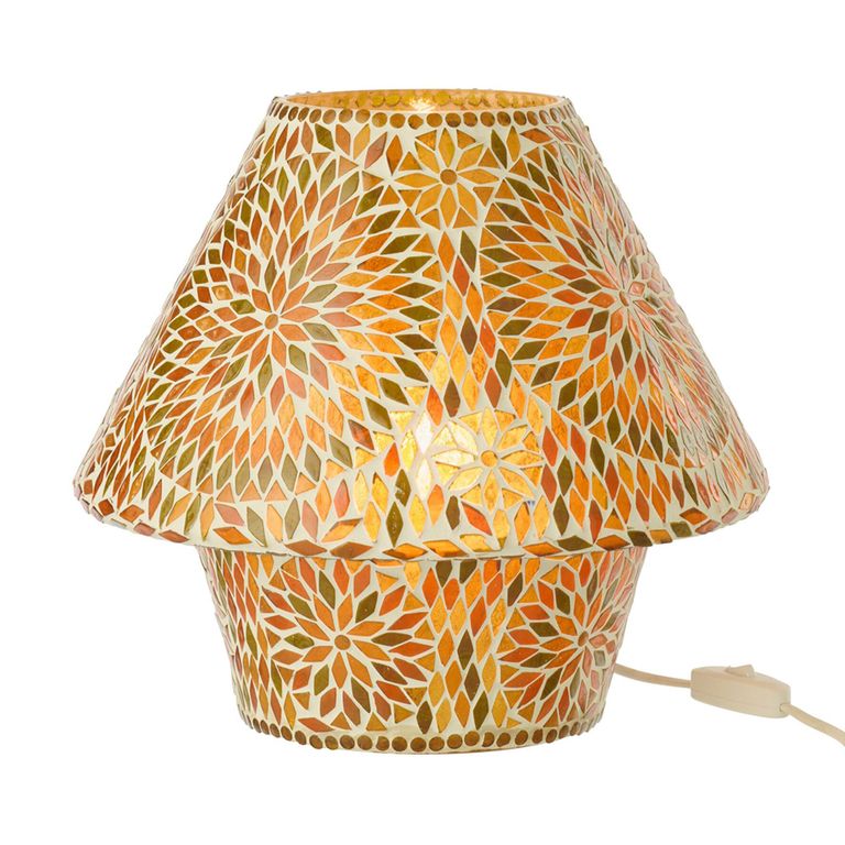 Mosaic Table Lamp - Brown and Dark Orange - Glass